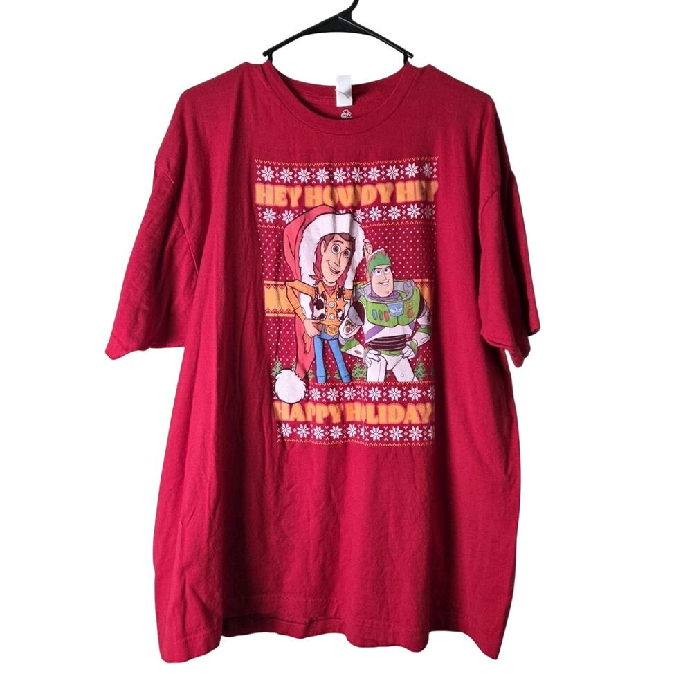 Disney Toy Story Christmas Holiday T-Shirt Unisex Size‎ XXL Red Short Sleeve